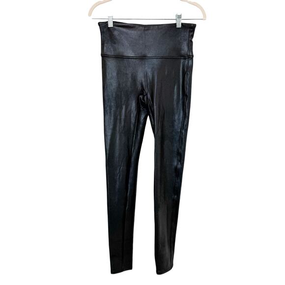 Spanx High‎ Waist Faux Leather Tummy Control Leggings Black Size Medium - Picture 3 of 7